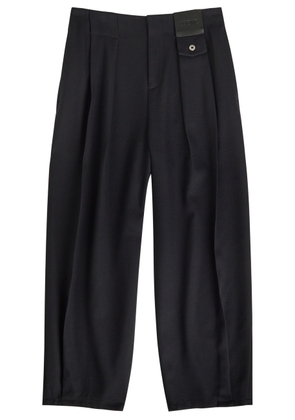 Loewe Logo-appliquéd Barrel-leg Wool Trousers - Navy - 46 (IT46 / S)