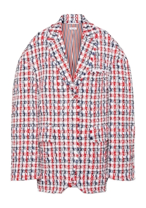 Thom Browne gingham-check tweed jacket - Red