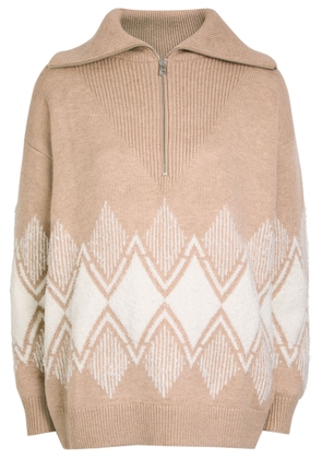 Varley Betty Fair Isle Knitted Jumper - Light Brown - L (UK14 / L)