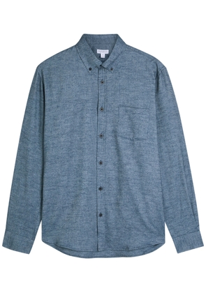 Sunspel Brushed Cotton Shirt - Blue - L