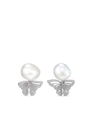 Anabela Chan 18kt white gold Butterfly pearl and diamond earrings - Silver