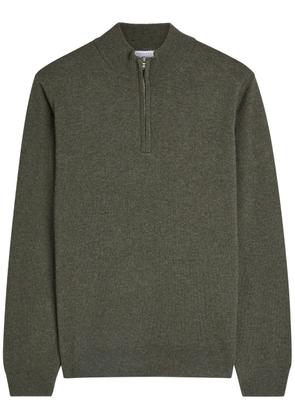 Sunspel Half-zip Cashmere Jumper - Khaki - L