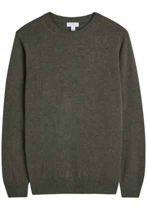 Sunspel Crew-neck Cashmere Jumper - Khaki - S