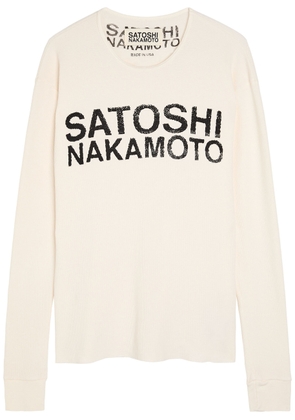 Satoshi Nakamoto Logo-printed Waffle Cotton top - White - S