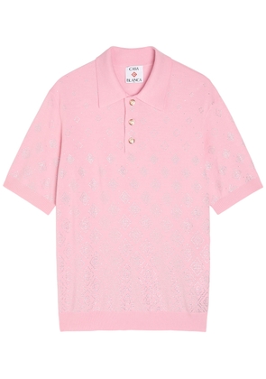 Casablanca Crystal-embellished Merino Wool Polo Shirt - Pink - L