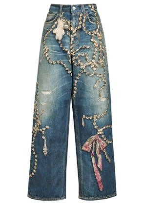 Acne Studios Printed Wide-leg Jeans - Mid Blu - M/L (UK14 / L)