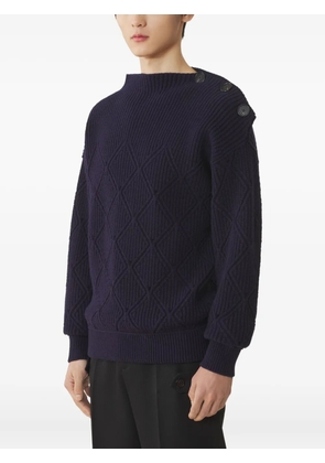 Lanvin diamond-pattern buttoned-shoulder sweater - Blue