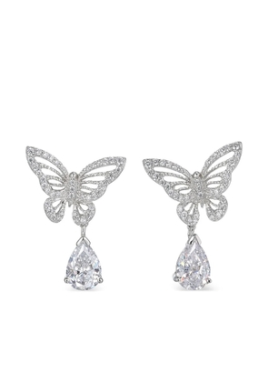 Anabela Chan 14K white gold and rhodium vermeil Butterfly diamond earrings - Silver