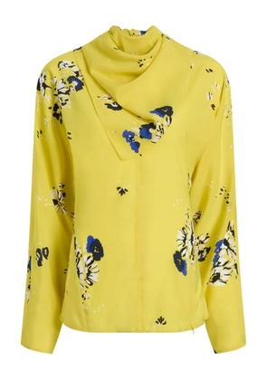 Proenza Schouler floral-print draped-neck blouse - Yellow