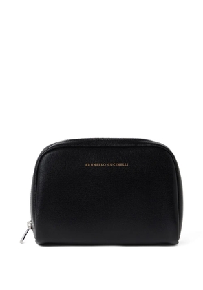Brunello Cucinelli textured-leather wash bag - Black