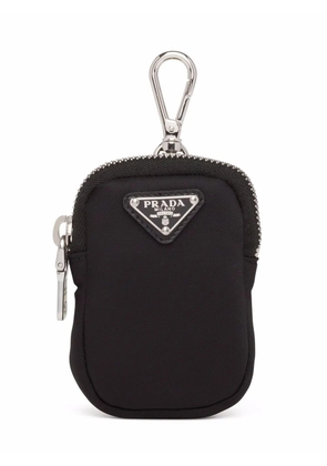 Prada logo-plaque zip-fastening pouch - Black