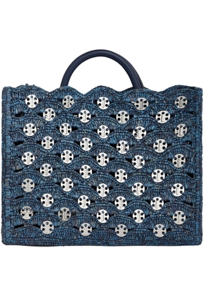 Rabanne woven raffia tote bag - Blue