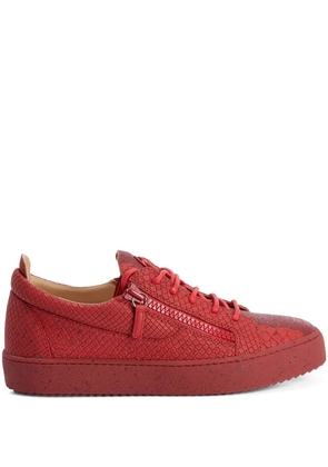 Giuseppe Zanotti Frankie snakeskin-effect double-zip low-top sneakers - Red