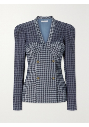 Tolu Coker - + The Vanguard Checked Double-breasted Cotton-blend Twill Blazer - Blue - x small,small,medium,large