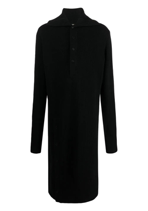 Yohji Yamamoto hooded glove-sleeves maxi cardigan - Black
