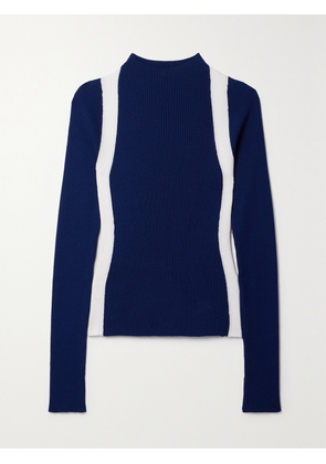 Cordova - Pista Paneled Ribbed Merino Wool Sweater - Blue - x small,small,medium,large