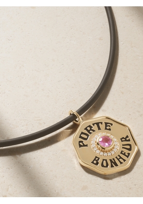 Marlo Laz - 14-karat Gold, Enamel, Sapphire, Diamond And Rubber Necklace - One size