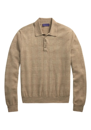 Ralph Lauren Purple Label checked-knit polo shirt - Neutrals