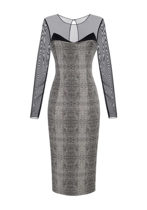 Elisabetta Franchi python-print mesh-insert midi dress - Silver