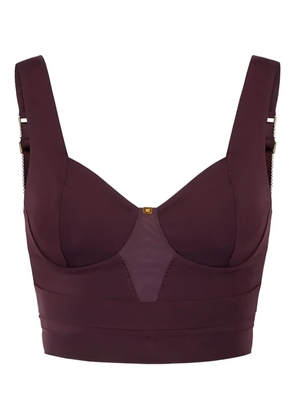 Elisabetta Franchi topstitching tulle top - Neutrals