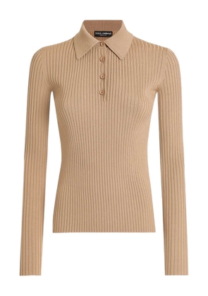 Dolce & Gabbana ribbed polo top - Neutrals