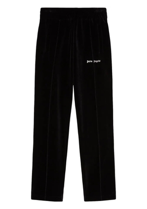Palm Angels logo-print velvet track pants - Black