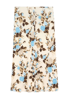 AMI Paris floral-print A-line midi skirt - Neutrals
