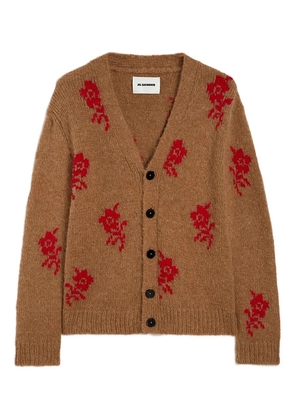 Jil Sander flower intarsia-knit cardigan - Brown