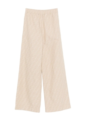 FENDI FF-jacquard elasticated-waist trousers - Neutrals