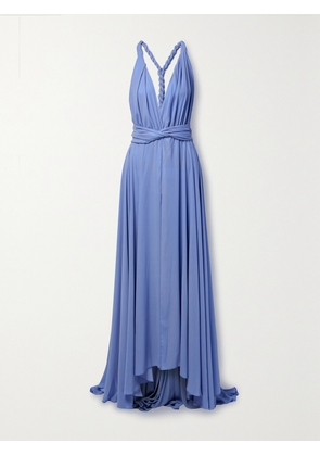 NERVI - Wanda Belted Crepe De Chine Gown - Blue - IT36,IT38,IT40,IT42,IT44,IT46