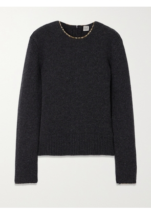 TOTEME - Chain-embellished Wool And Cashmere-blend Sweater - Gray - xx small,x small,small,medium,large