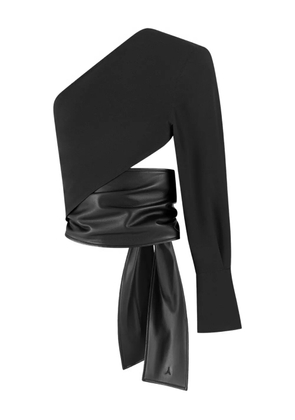 Manière De Voir Coralie one-sleeve leather wrap top - Black