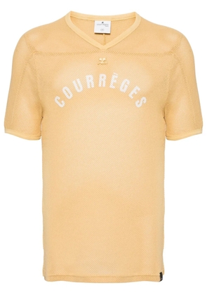 Courrèges logo-print V-neck T-shirt - Yellow
