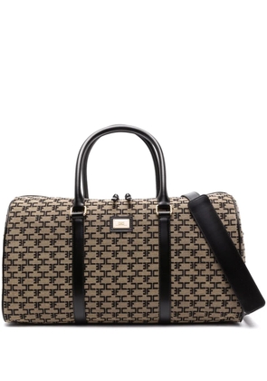 Elisabetta Franchi logo-plaque monogram-jacquard luggage bag - Neutrals