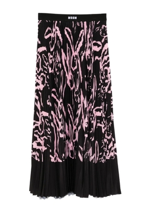 MSGM rabbit-print pleated skirt - Black