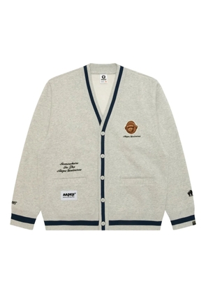 AAPE BY *A BATHING APE® embroidered-monkey buttoned cardigan - Grey