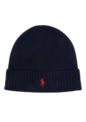 Polo Ralph Lauren logo-embroidered ribbed wool beanie - Blue