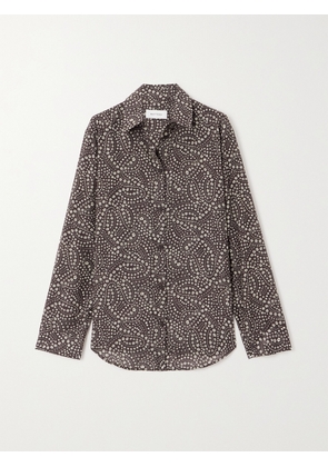 Matteau - + Net Sustain Floral-print Organic Cotton And Silk-blend Shirt - Brown - 1,2,3,4,5,6,7