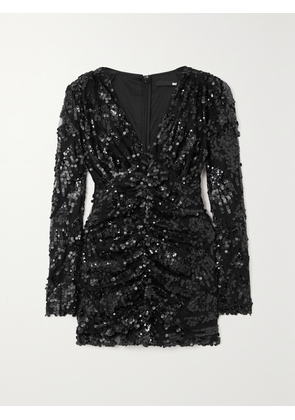 ROTATE BIRGER CHRISTENSEN - Sue Sequin-trimmed Recycled-chiffon Mini Dress - Black - DK32,DK34,DK36,DK38,DK40,DK42