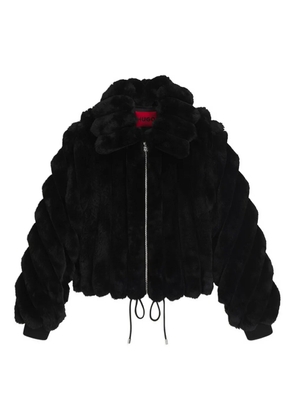 HUGO zip-up faux-fur jacket - Black