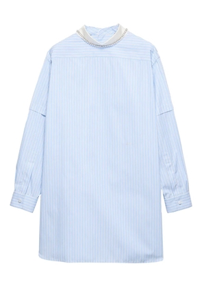 Prada striped embroidered-collar blouse - Blue
