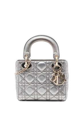 Christian Dior Pre-Owned 2018 Mini Metallic Lambskin Cannage Lady Dior satchel - Silver