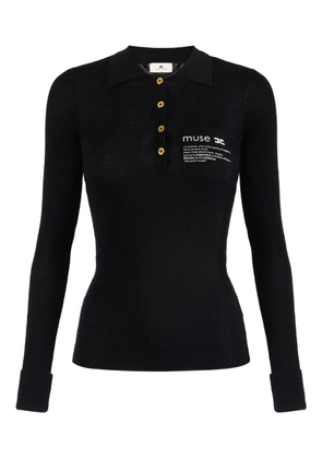 Elisabetta Franchi ribbed polo shirt - Black