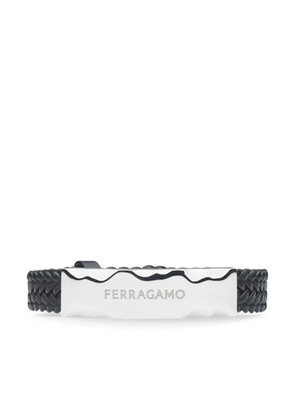 Ferragamo logo-engraved leather bracelet - Black