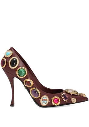 Dolce & Gabbana 105mm jewel-embellished pointed-toe pumps - Brown