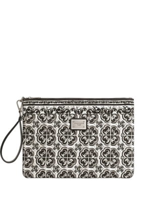 Dolce & Gabbana graphic-print leather clutch bag - Black