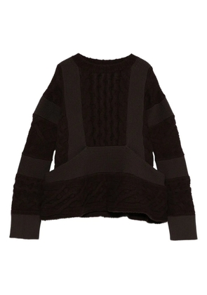 sacai cable-knit panelled sweater - Brown