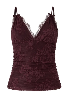 PINKO lace-overlay ruched tank top - Purple