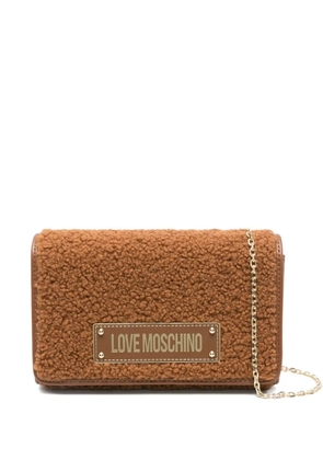 Love Moschino shearling chain-strap cross body bag - Brown