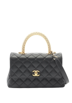 CHANEL Pre-Owned 2021-2025 Mini CC Quilted Lambskin Turnlock Top Handle handbag - Black